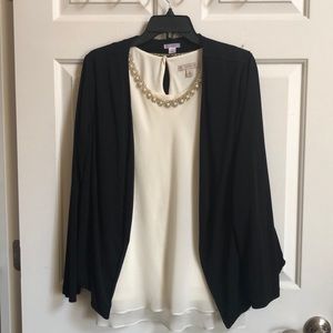 XL Black jacket with Cream Top